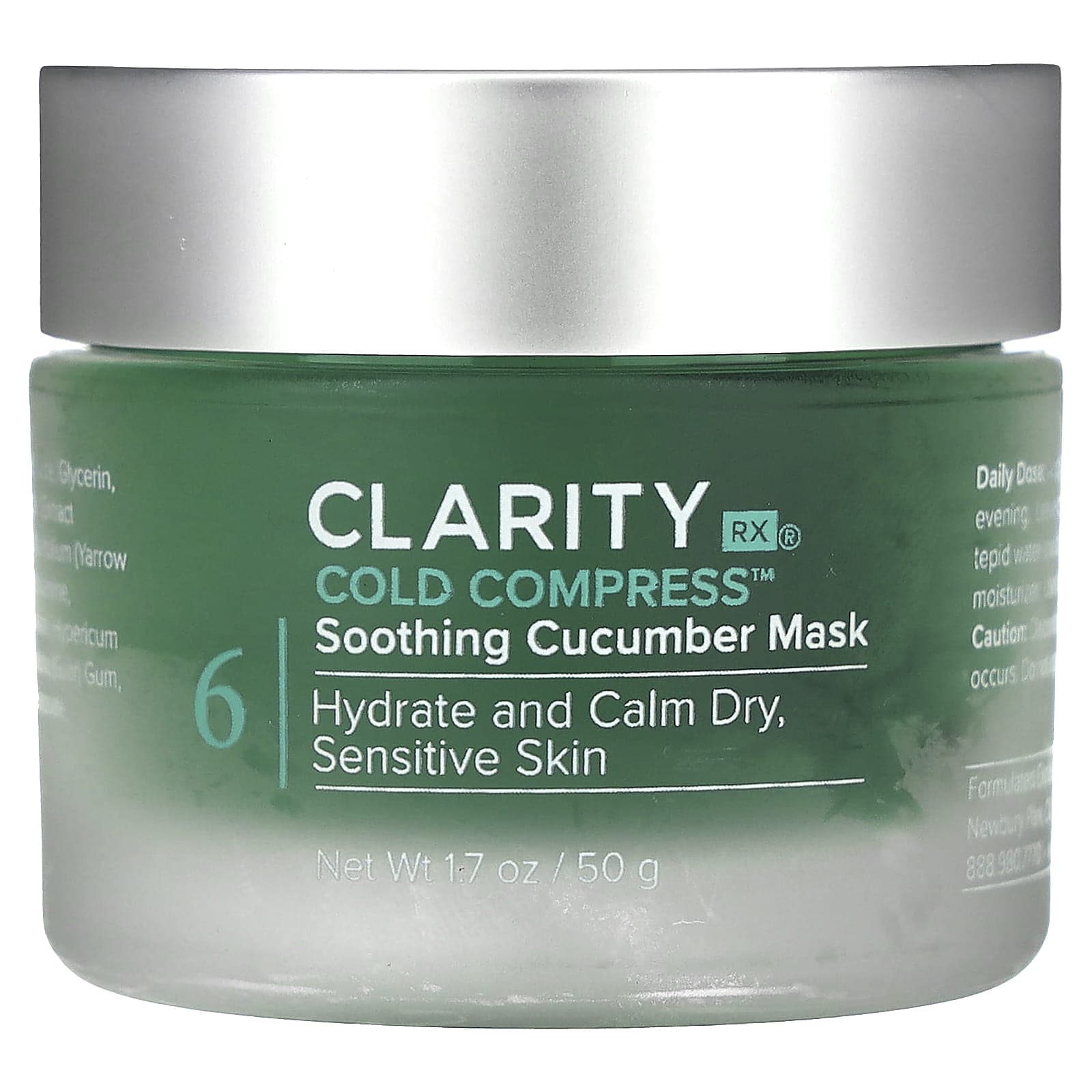 ClarityRx, Cold Pressed Cucumber Soothing Mask, 1.7 oz (50 g)
