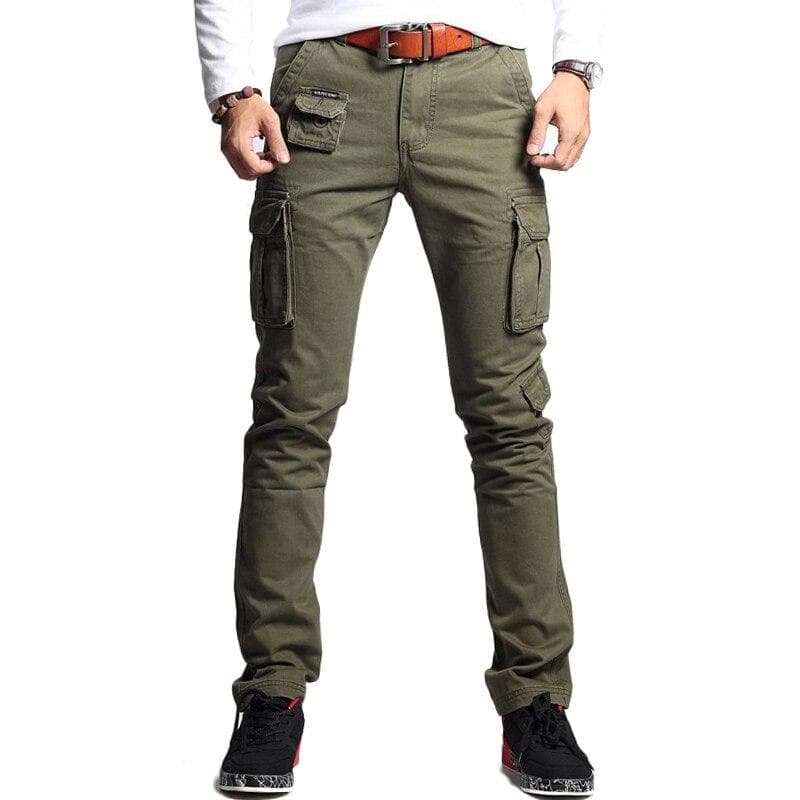New Men Fashion Military Cargo Pants Slim Regualr Straight Fit Cotton Multi Color Camouflage Green Yellow Overalls 29 green