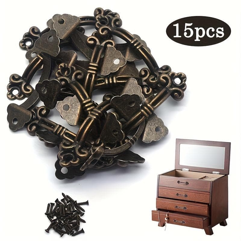 15/30pcs Mini Ornaments Zinc Drawer Knobs - Antique Bronze - Perfect for Jewelry Boxes and Small Furniture, Organizer Pulls 15-Pack bronze