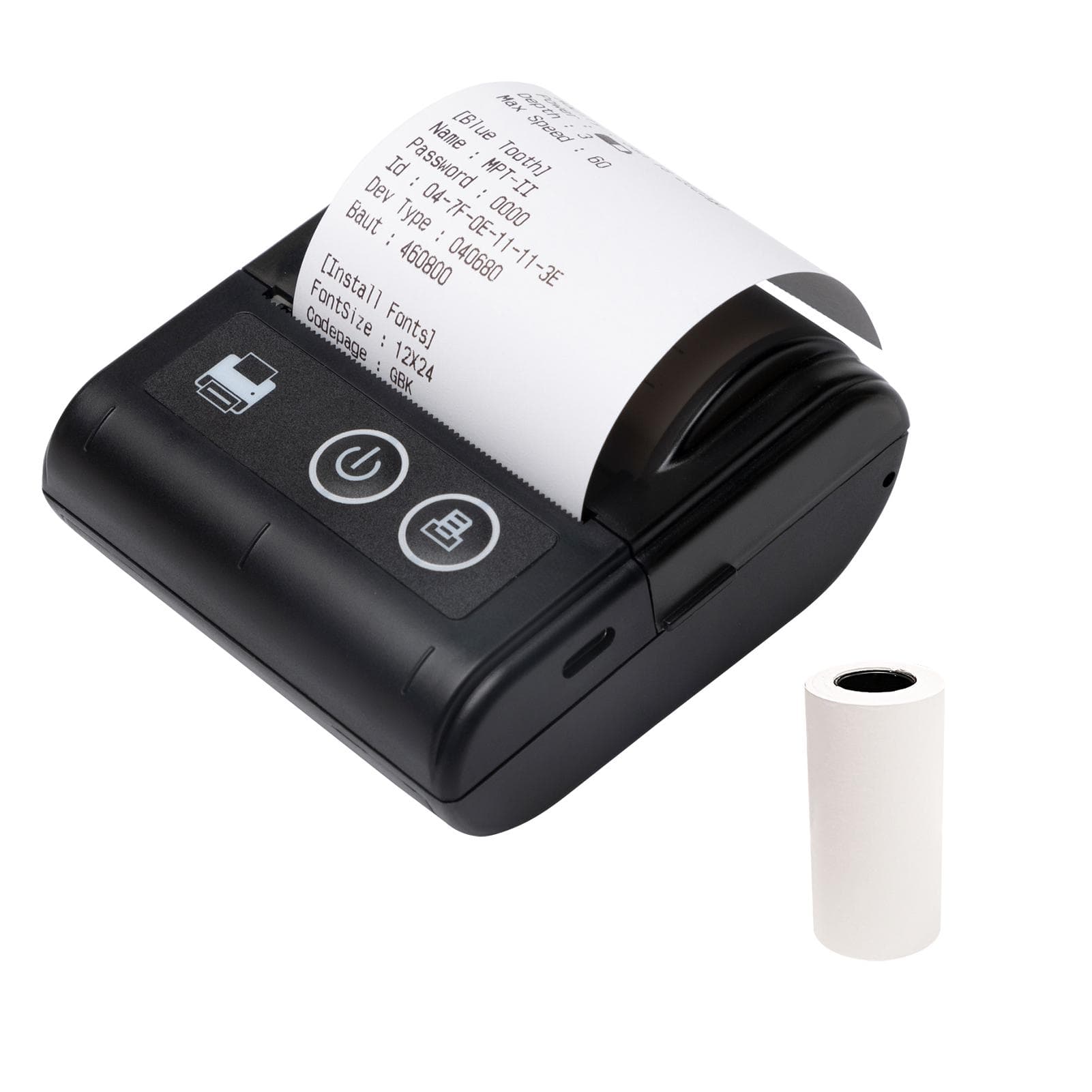 Portable Mini Thermal Receipt Printer USB & BT Connection 2 inches 57mm Wireless Printer High Speed black