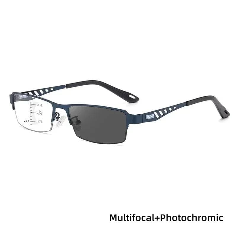 Square Frame Anti Blue Light Multifocal Glasses for Men with Sun Changing Presbyopia Lenses 3