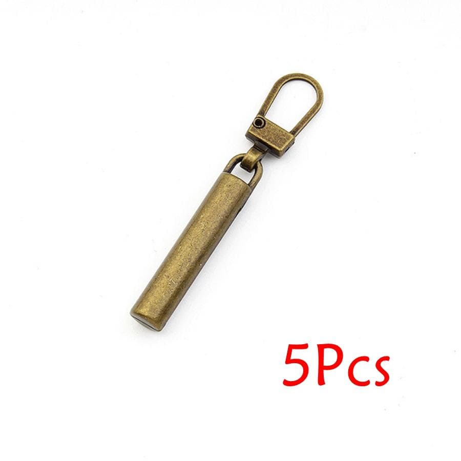 5Pcs Detachable Metal Zipper Pullers Zipper Sliders Head Zipper Pull Tab DIY Sewing Bags Down Jacket Zippers Slider Repair Kits 5 Pcs Copper Color