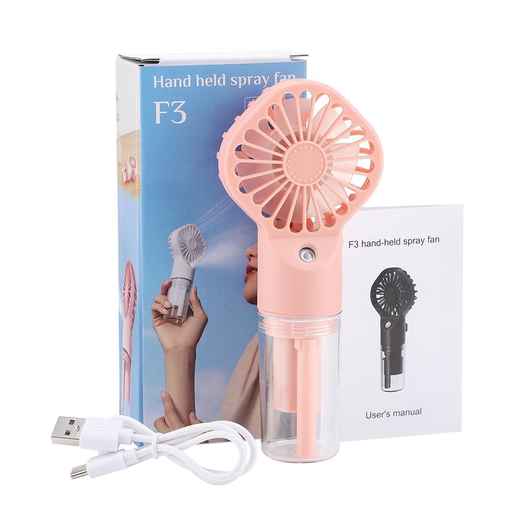 Portable Water Mist Fan USB Charging Handheld Mini Quiet Air Cooling Fan 4 Speed Humidification Spray Fan for Home Office Dorm pink