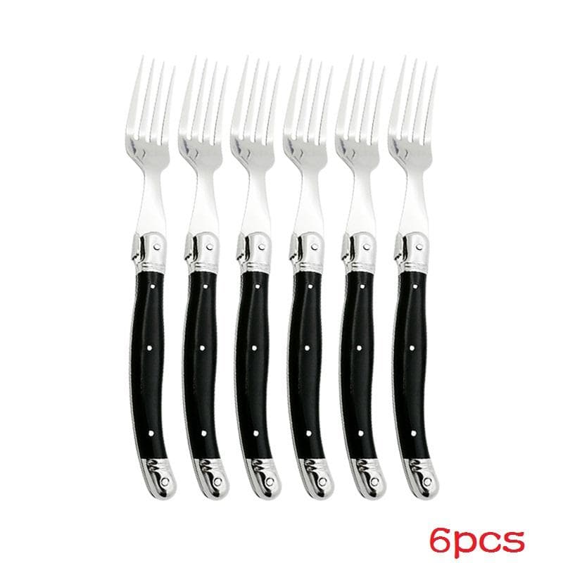 6pcs Laguiole Steak Forks Rainbow Dinner Fork set Colorful Cutlery Table Fork Stainless Steel Bar Dinnerware Restaurant Home kit