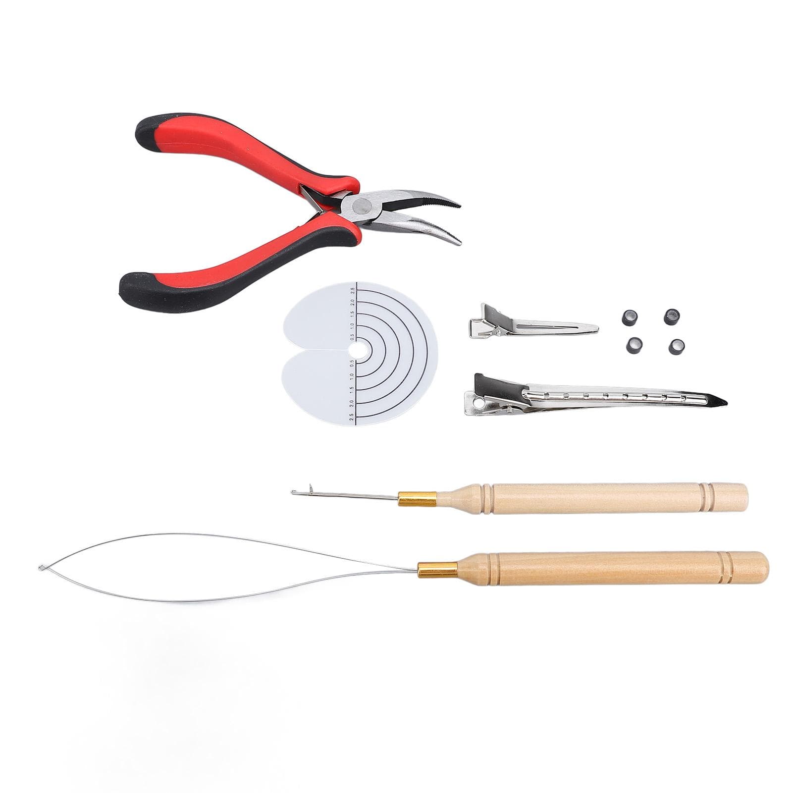 Hair Extension Tool Kit Silicone Rings Hair Pliers Pulling Hook Needles Loop Threaders Heat