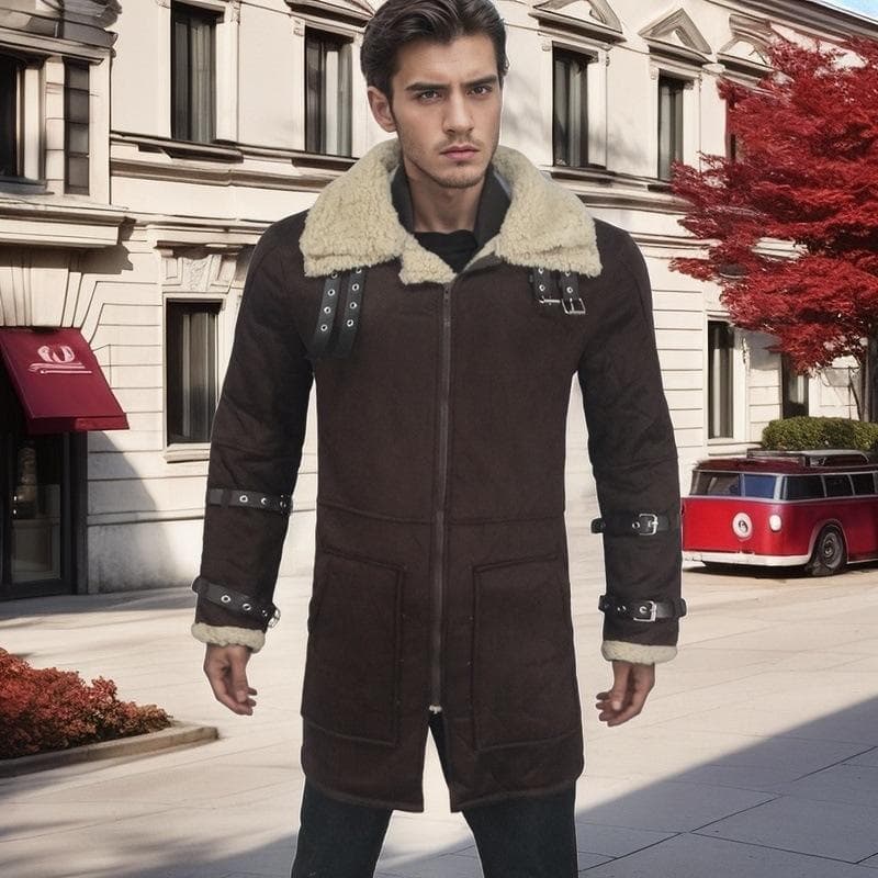 New Winter Suede Fur All-in-one Men's Thick Coat 5XL