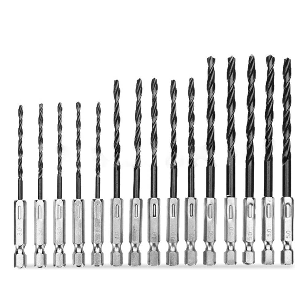15pcs HSS 1/4inch Straight Shank TwistDrill Bits Set 3/4/5mm High Speed Steel TwistDrill Bits multicolour