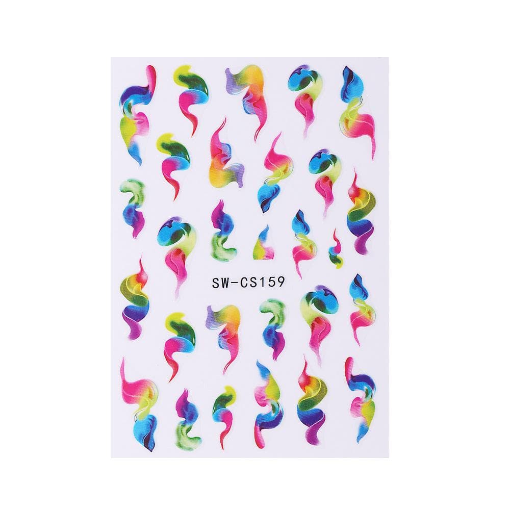 1Pcs Ink Blooming 3D Nail Stickers Gradient Abstract Geometric Wave Line Stripe Nail Art Sliders Decal Manicure Decor SW-CS159