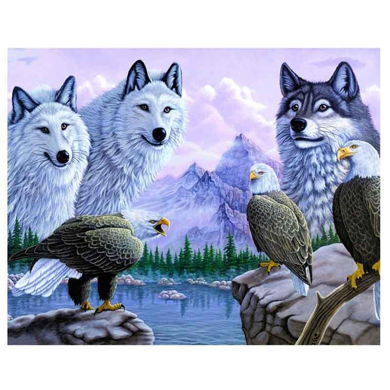 Diamond Embroidery Wolf Series Full Diamond Mosaic Resin Drill Rhinestone Needlework Bedroom Decor 20X30CM