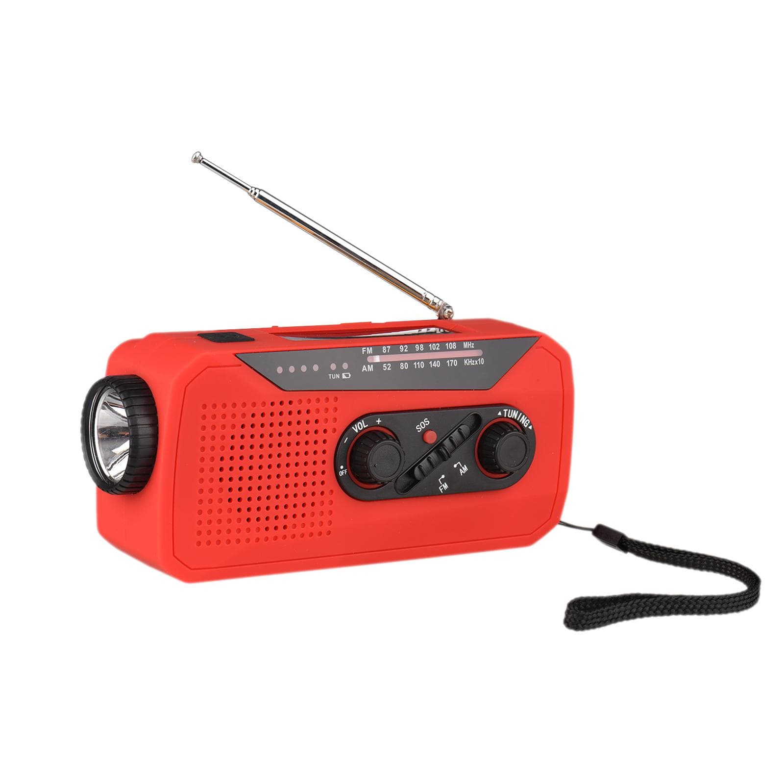 Wind Up Solar Radio Emergency Solar Radio Crank Powered Radio with Rechargeable Battery SOS Alarm EU Type red