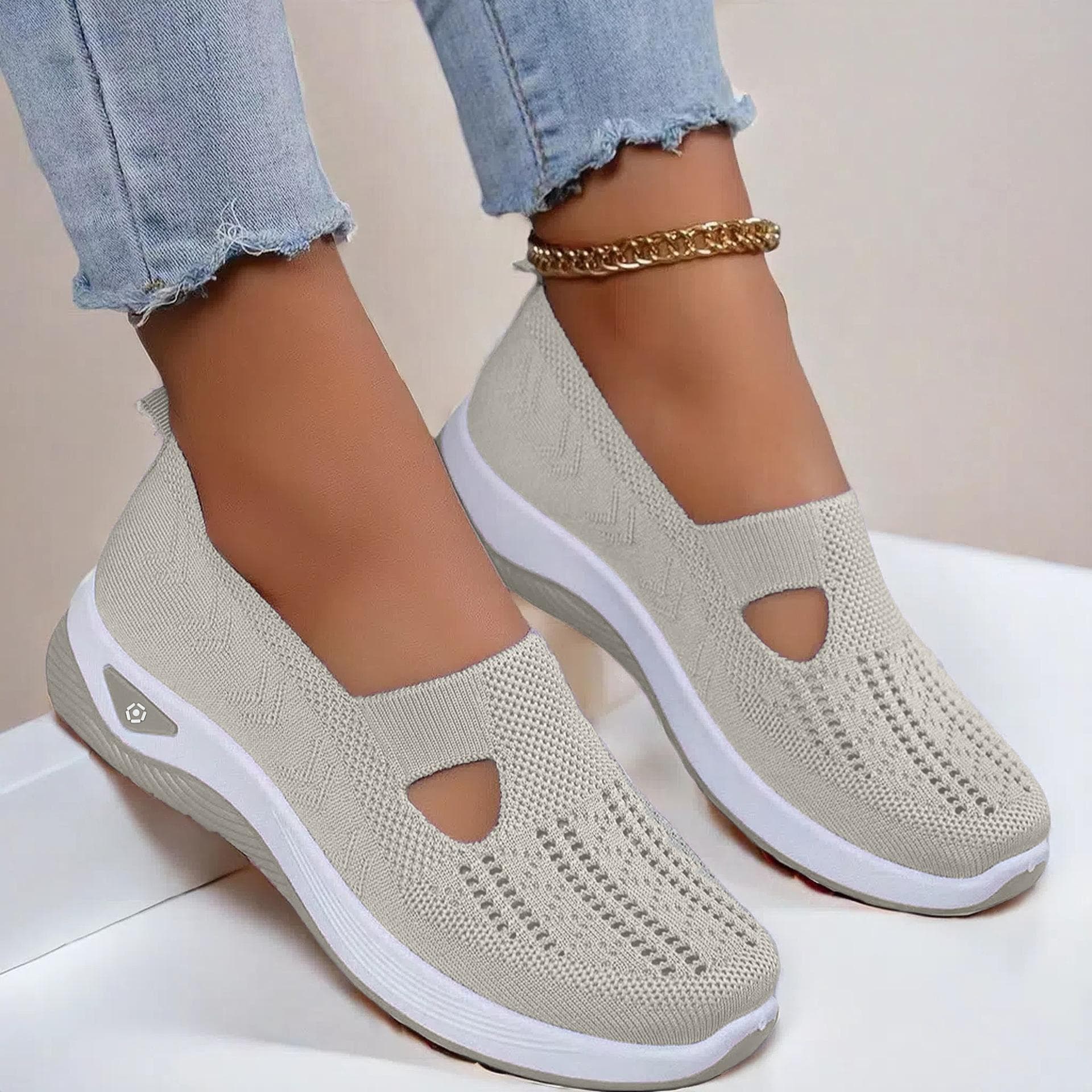 Women's Shoes Summer Breathable Shoes Non-slip Soft Sole Casual Shoes Walking Shoes 36 beige