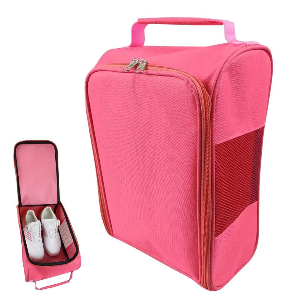 Oxford Cloth Golf Shoe Bag Breathable Sneaker Storage Bag Zippered Golf Sneaker Organizer pink
