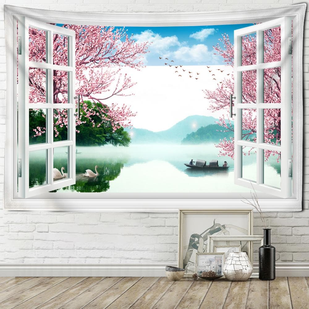 Seaside Scenery Tapestry Wall Hanging Bohemian Art Living Room Window Painting Simple Nordic Home Decor 200x150cm