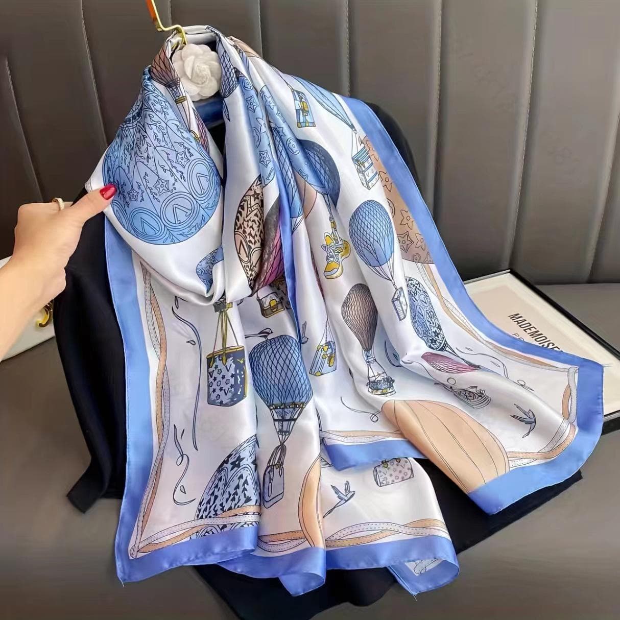 High-End Summer Silk Scarf - Long, Fashionable Sunscreen Shawl for Women 90x180
