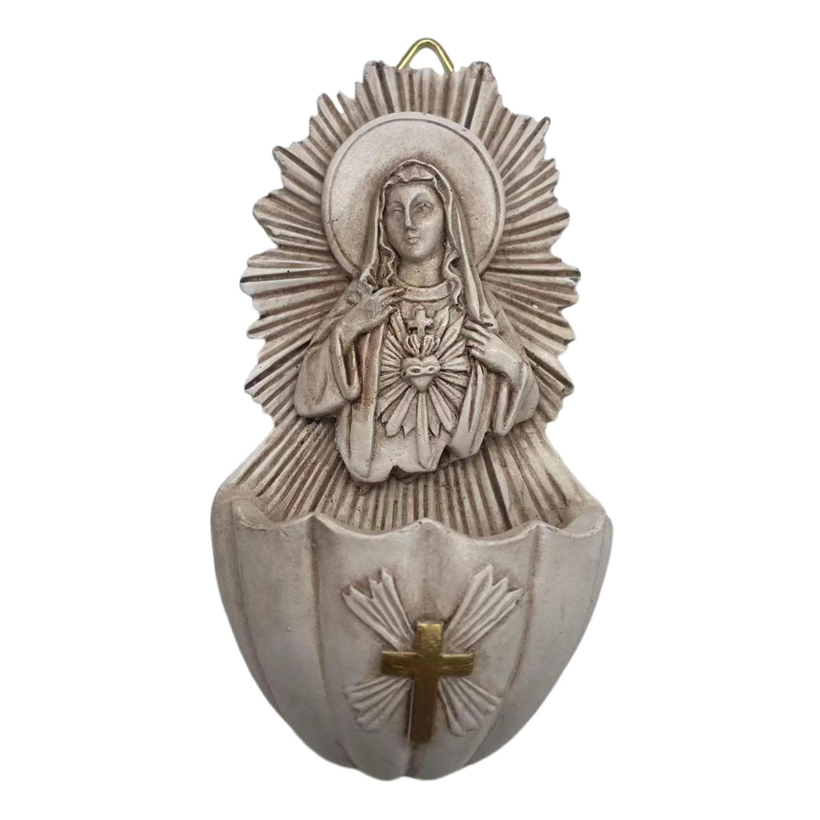 Wall Mount Resins Holy Water Font Key Box Religious Art Hanging Ornament for Home Decors and Key Storage Organizers