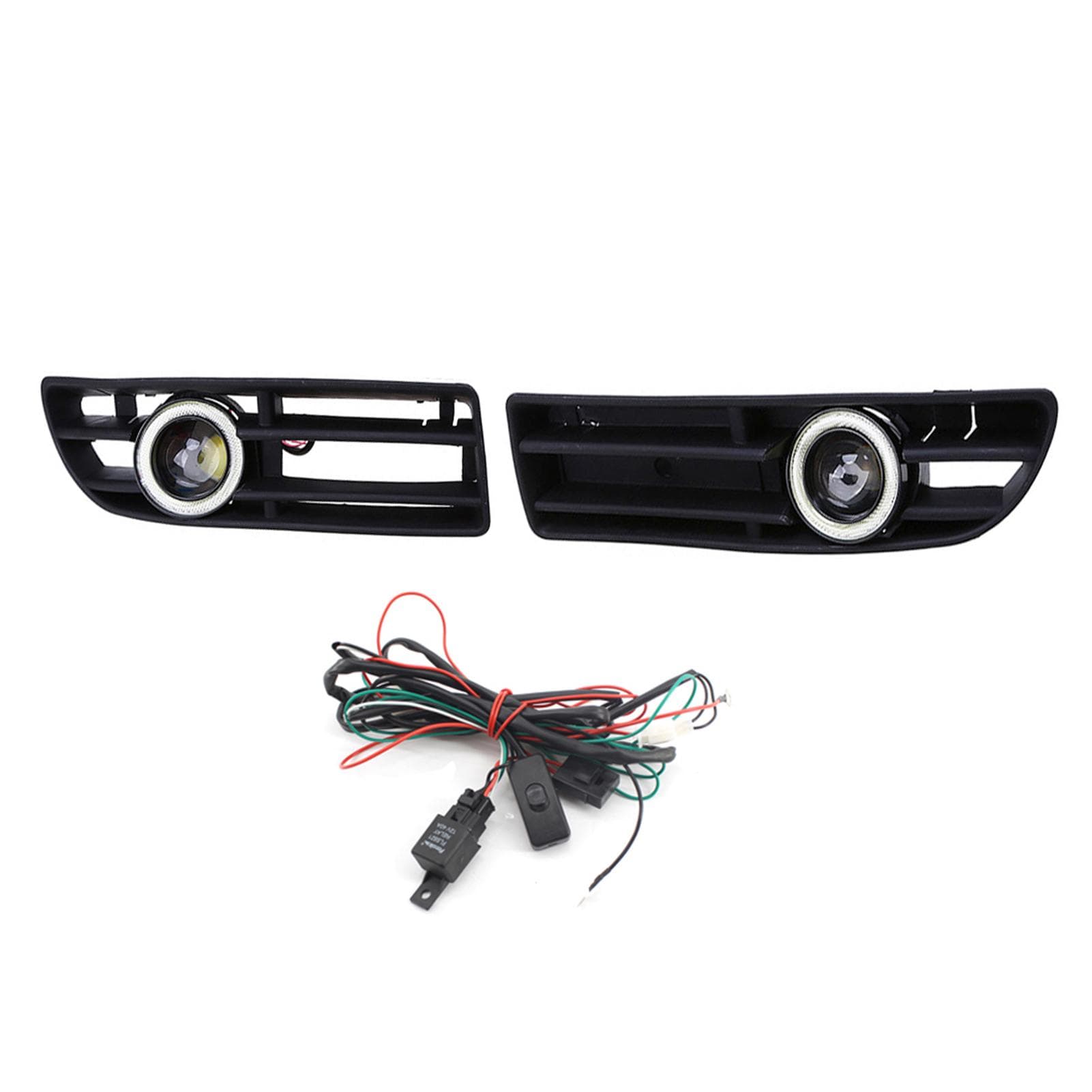 Fog Light LED Front Bumper Grille DRL Lamp Part Replacement For VW Jetta Bora Mk4 99-04 black