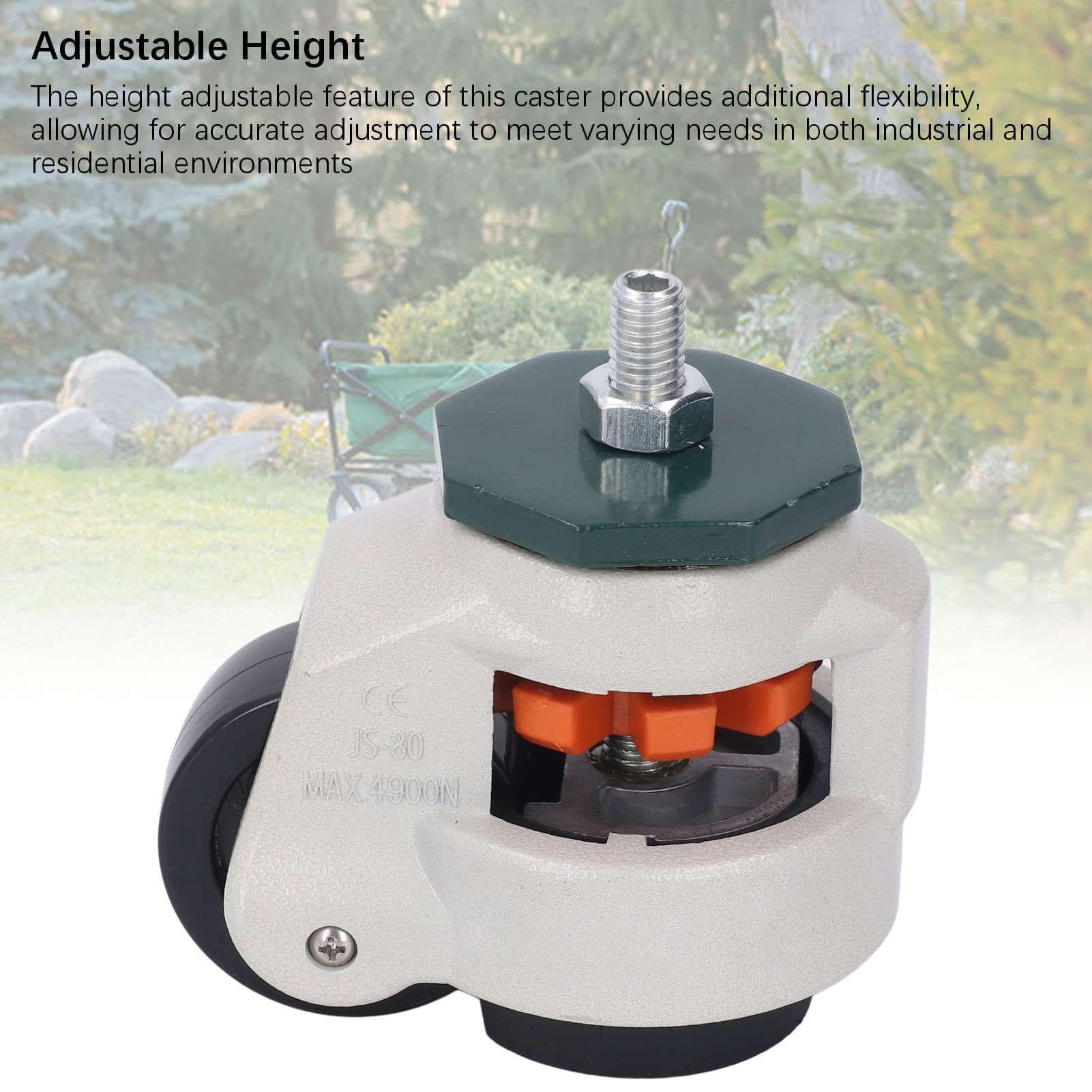 Leveling Stem Caster Adjustable Height M12 Threaded Rod Workbench Rotating Caster with 62mm Wheel