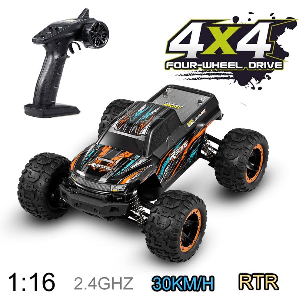 Linxtech 16889 1/16 30km/h 4WD RC Car Big Foot 2.4G High Speed Car Toy for Adult Kids Orange multicolour