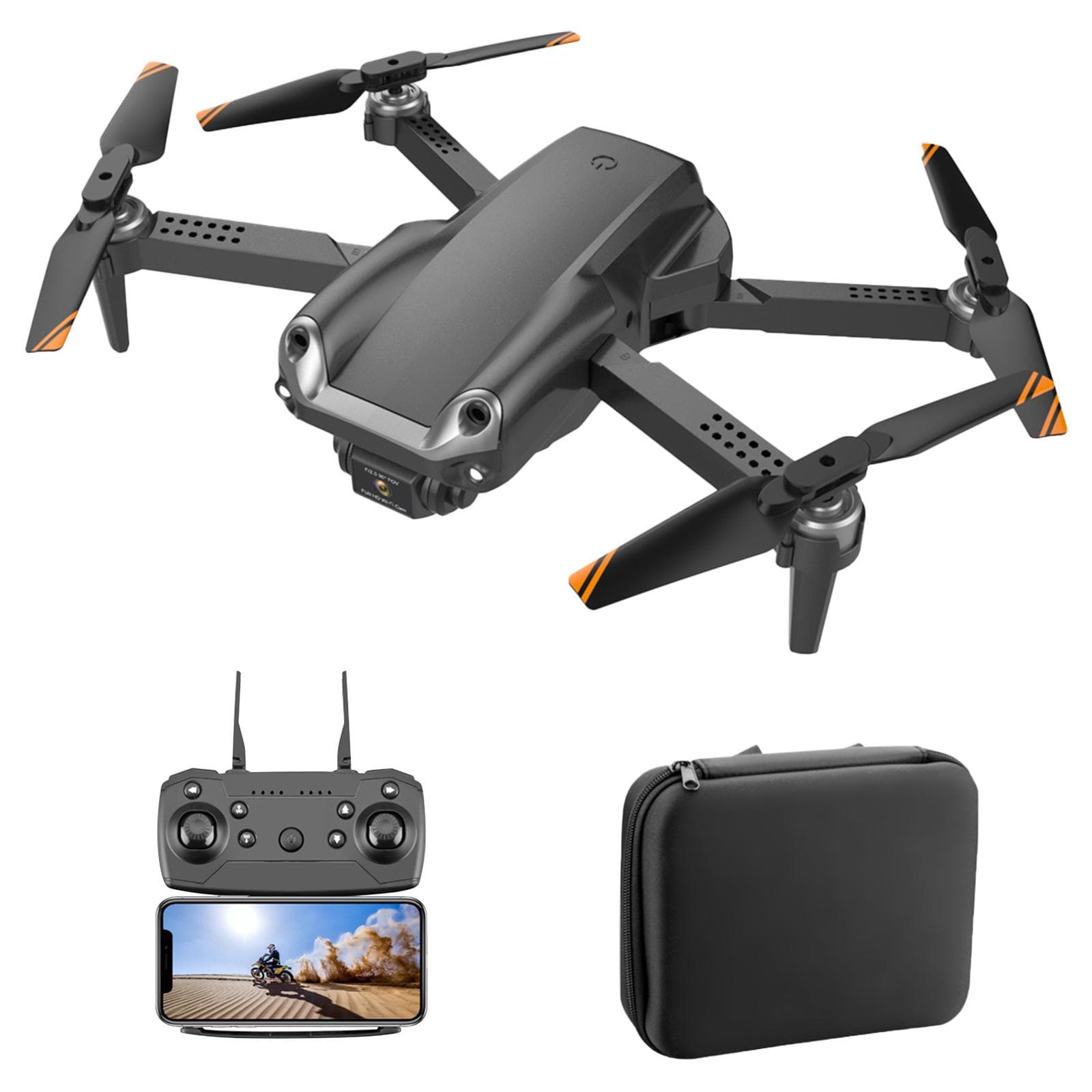 RC Drone with Camera 4K RC Quadcopter with Function Obstacle Avoidance Trajectory Flight Gesture 4K camera-1 battery black