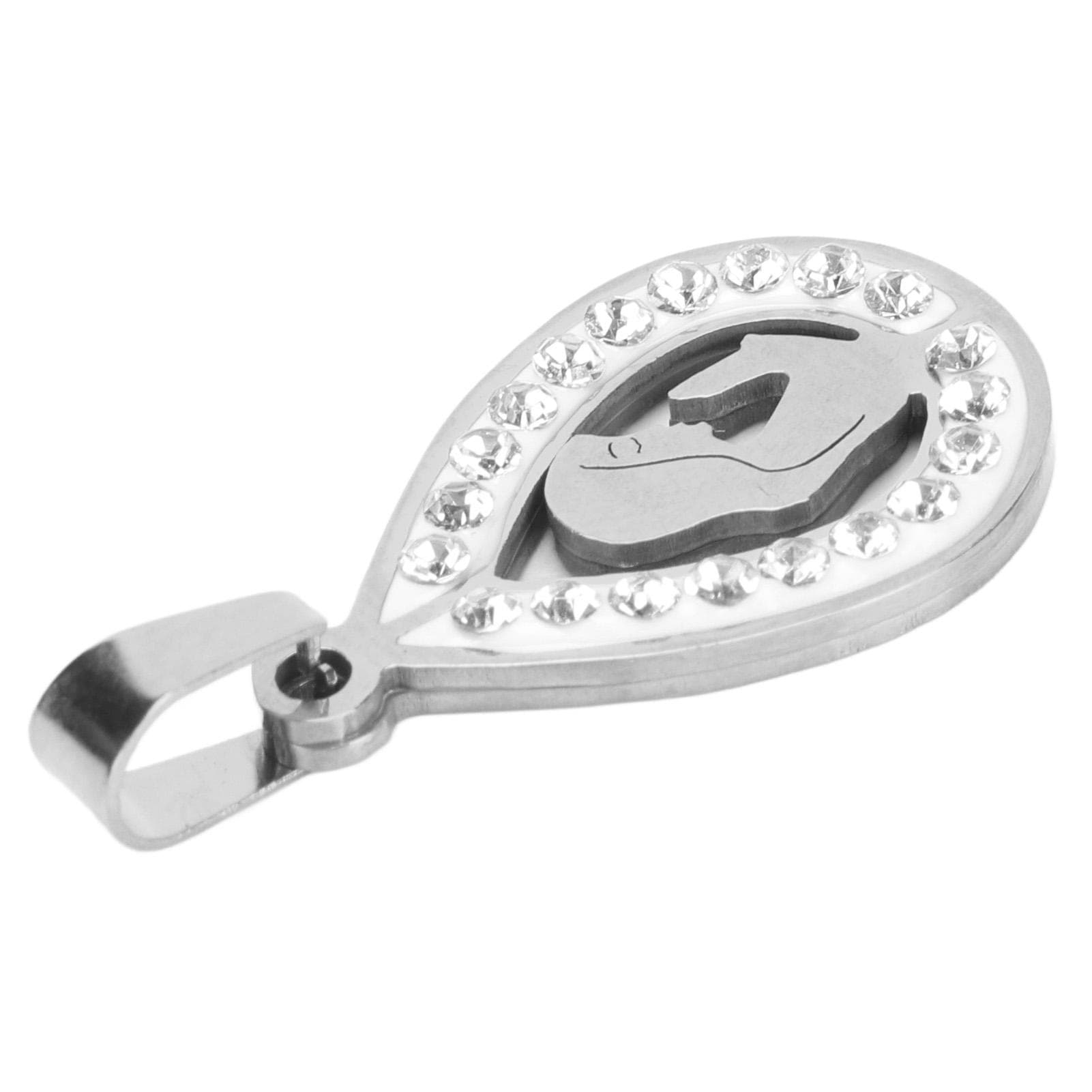 Virgin Mary Pendant Exquisite Color Water Drop Style Durable Titanium Steel Mother of God Pendant silver