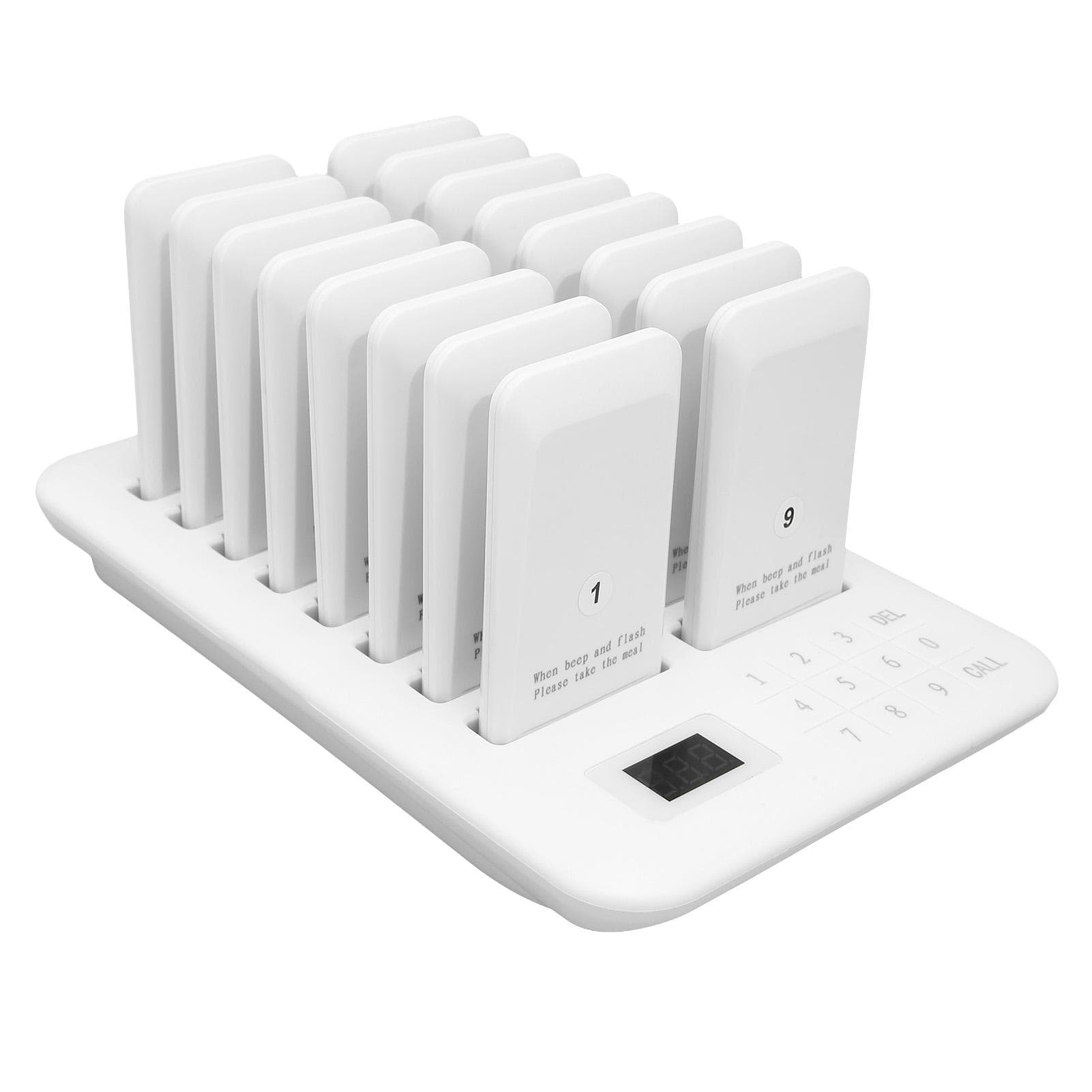 Wireless Calling System 1 Host Controls 16 Pager 800m Transmission Waterproof White Restaurant EU Plug