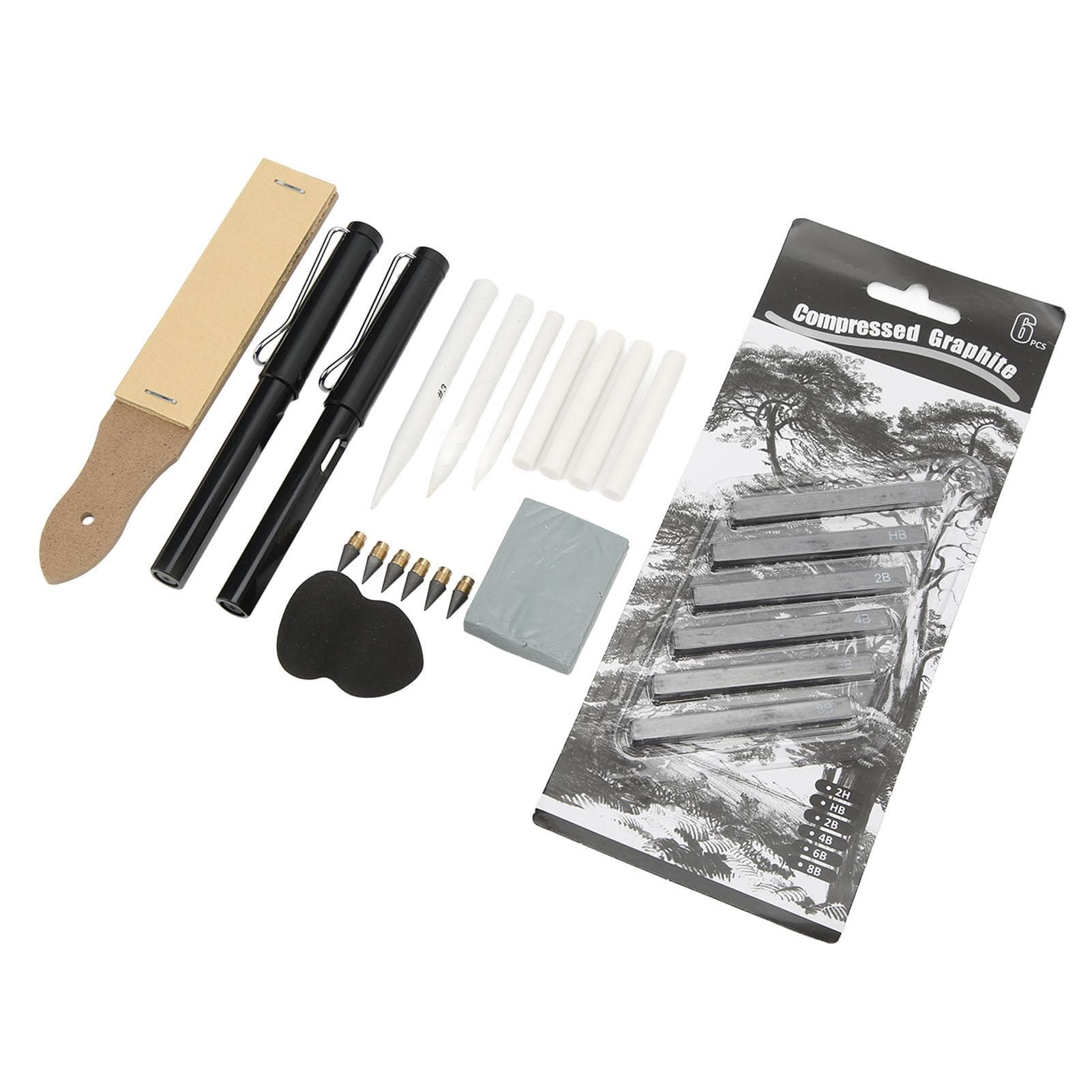 24 Pcs Drawing Pencil Sets Sketch Painting Graffiti Pencil Tool Set Carbon Strips High Gloss Paper