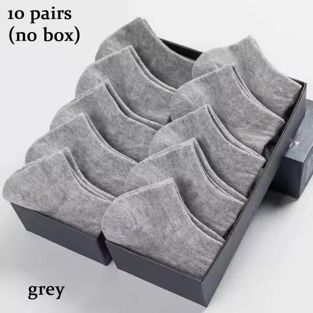 10 Pairs Women/Men Boat Socks Invisible Low Cut Silicone Non-slip Summer No-show Ankle Socks Solid Color Casual Breathable 10 Pairs grey