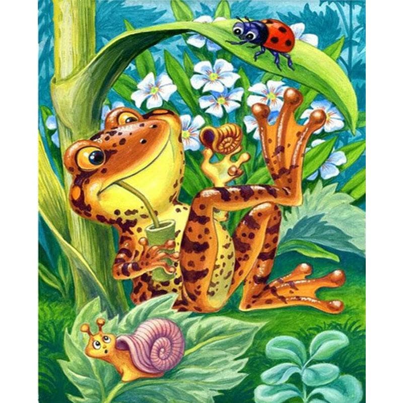 DIY Diamond Dots Cross Stitch 5D Idle Frog Wall Painting Home Decor Diamond Embroidery Crafts 20X30CM
