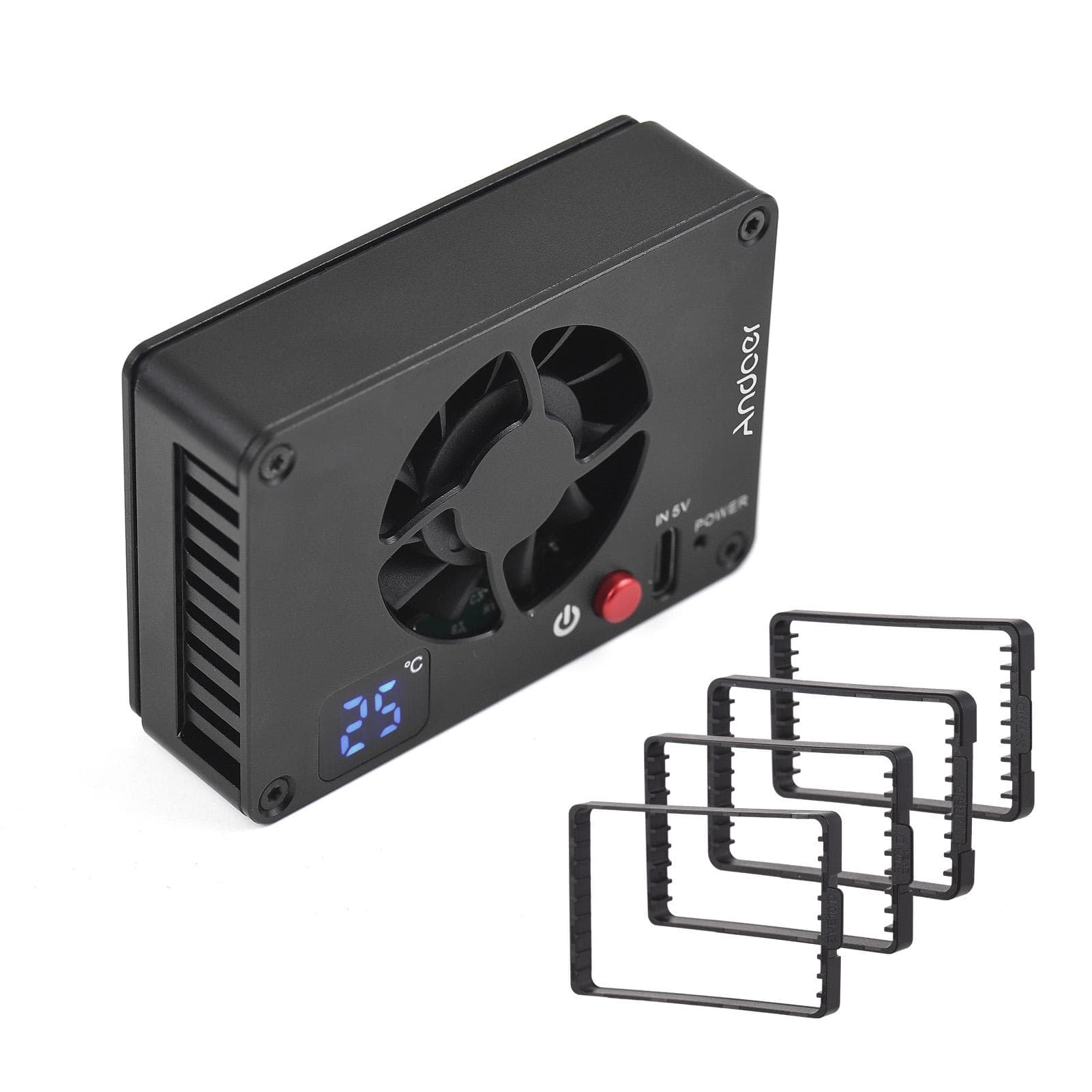 Andoer FS-04A Camera Cooling Fan External Cooling System with Temperature Setting OLED Display 4pcs black
