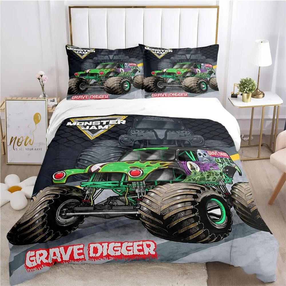 Cartoon Monster Truck All Season Duvet Cover Comforter Bedding sets Soft Quilt Cover and Pillowcases Single/Double/Queen/King 180x210cm 3pcs
