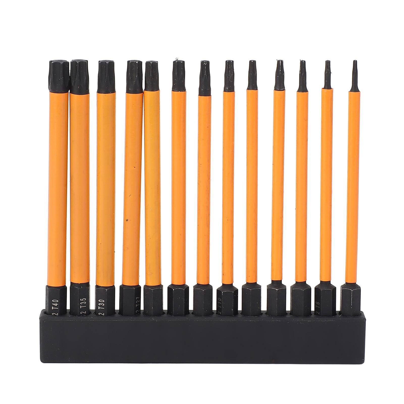 13 Pcs Star Screwdriver Bit Set 100mm T5T40 14 Inch Hex Shank S2 Alloy Steel Star Bits with