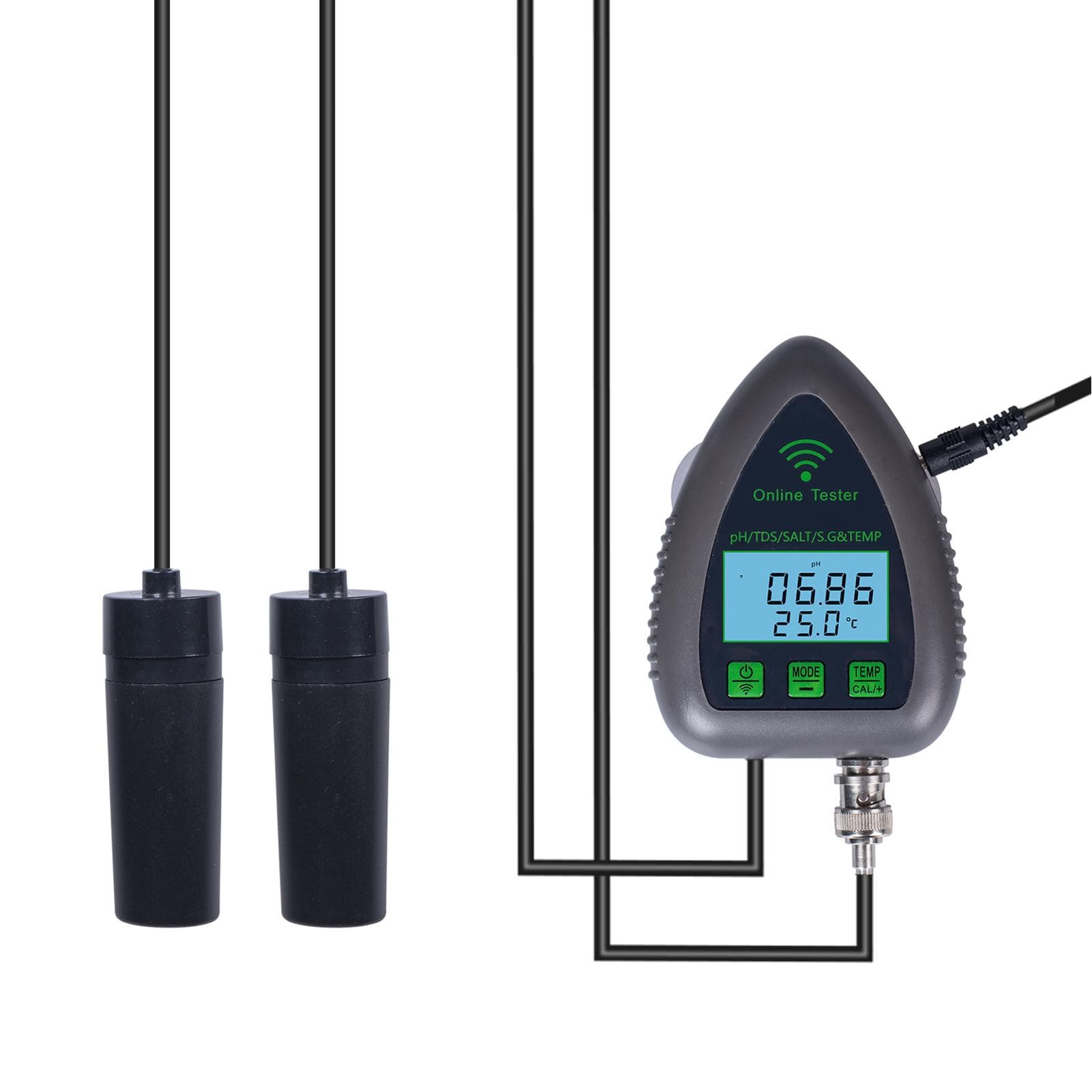 9951W Bluetooth Wifi Digital Water Quality Tester Mini 5 in 1 Water Analyzer PH TDS SALT S.G EU Plug gray