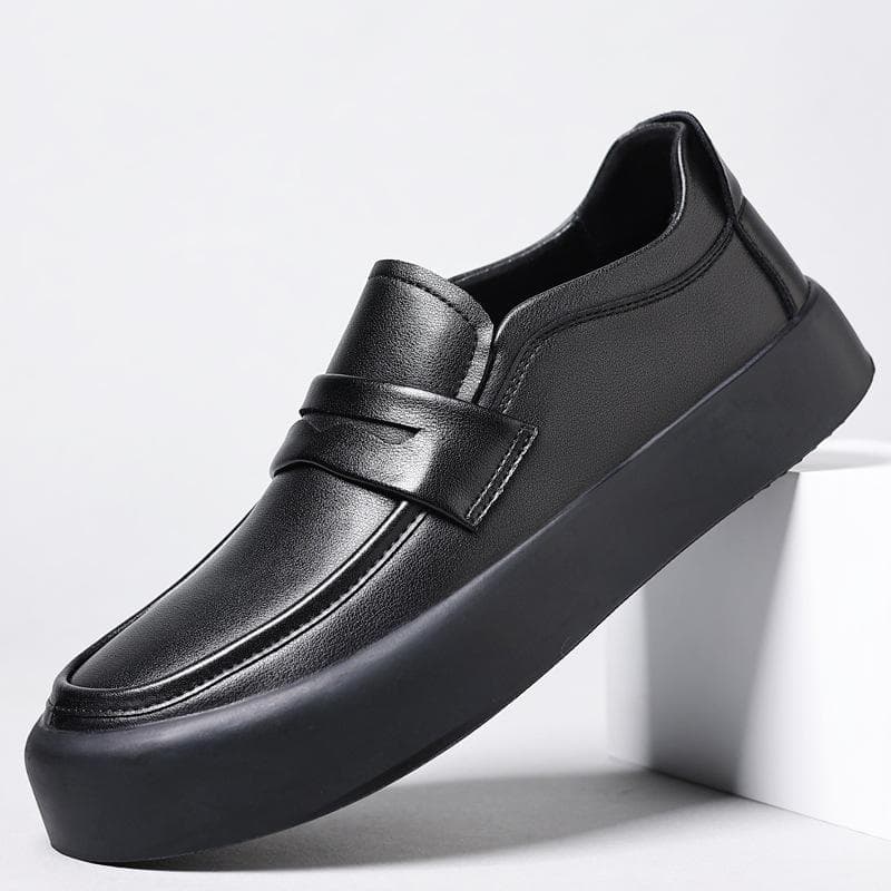 Loafers Men's Autumn New Slip-on Driving Genuine Leather Soft-soled Frosted Leather Shoes Black Formal Business Peas Shoes 41