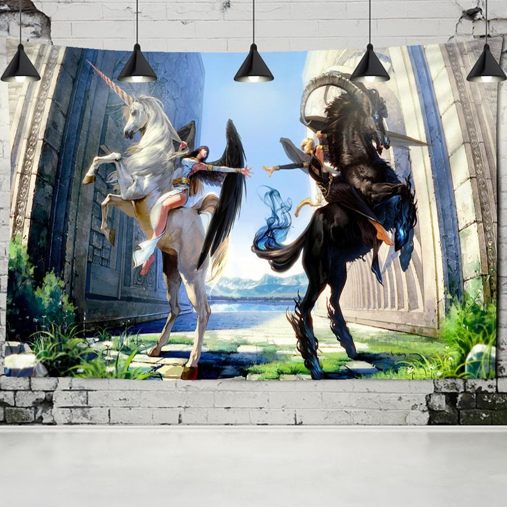 Unicorn Tapestry Wall Hanging Bohemian European Hippie Magic Mattress Bedroom Art Cool Home Decoration 95x70CM
