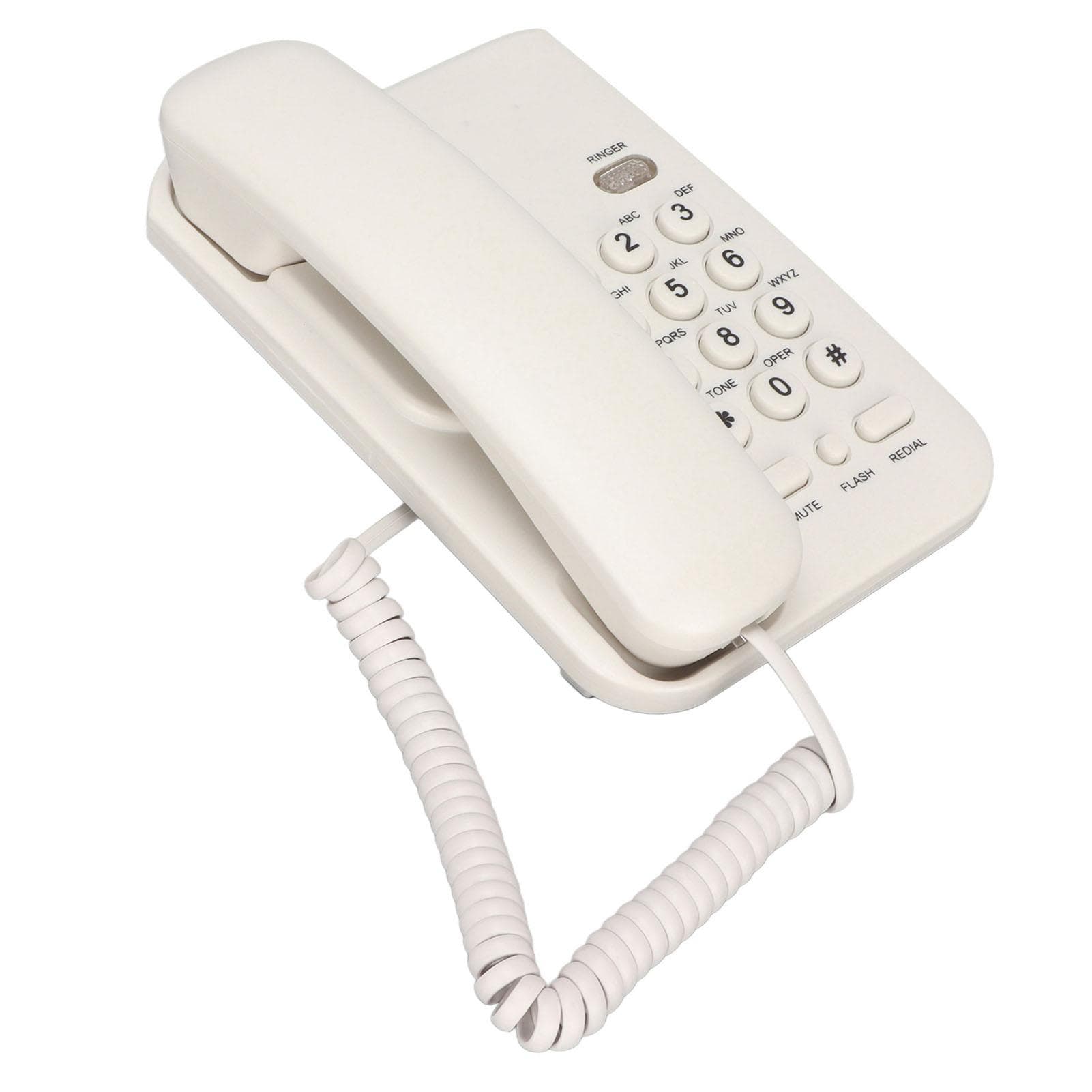 Wall Mounted Wired Telephone Rebroadcast Waterproof Dustproof White Corded Telehone with Handset