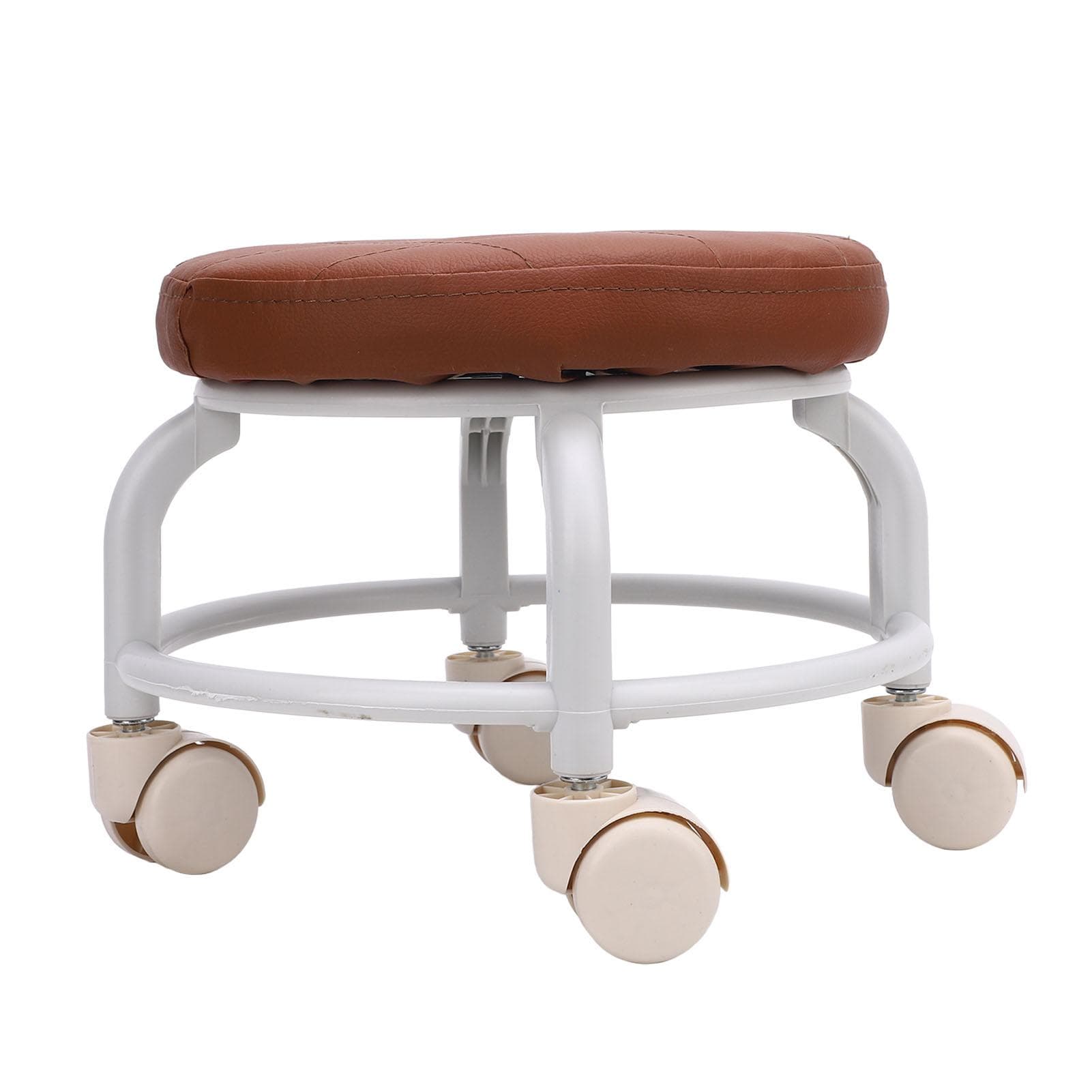 Low Rolling Stool 360 Degree Rotation Water Proof PU Round Mini Low Roller Seat for Home Office