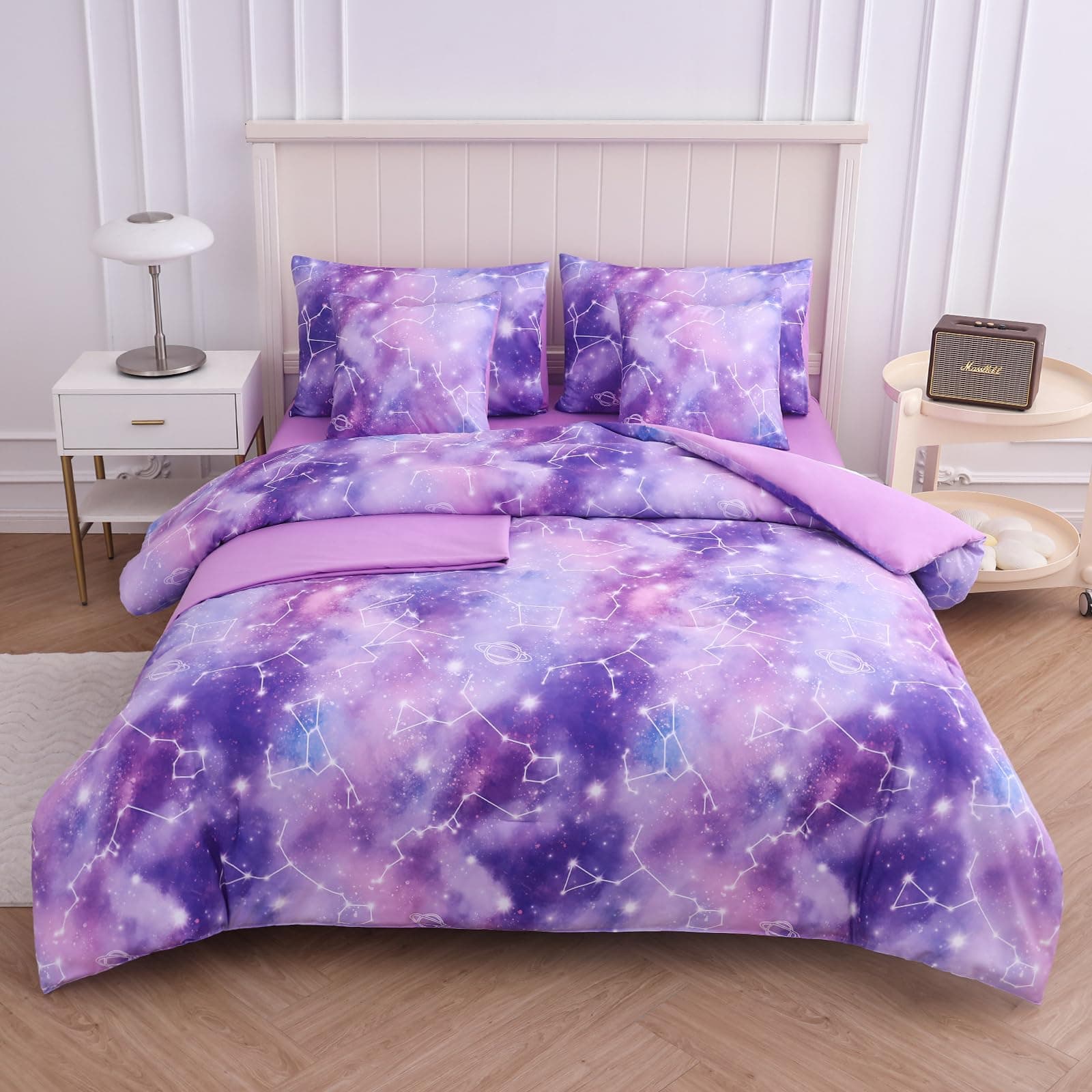 Galaxy Comforter Sets, 3D Outer Space Themed Bedding, All-Season Quilted Duvet, for Children Boy Girl Teen Kids with Pillow Sham US Twin(172x218cm)