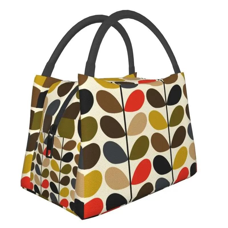 Orla Kiely Abstract Multi Stem Insulated Lunch Tote Bag for Mid Century Scandinavian Geometric Cooler Thermal Food Lunch Box 28x17x16CM beige