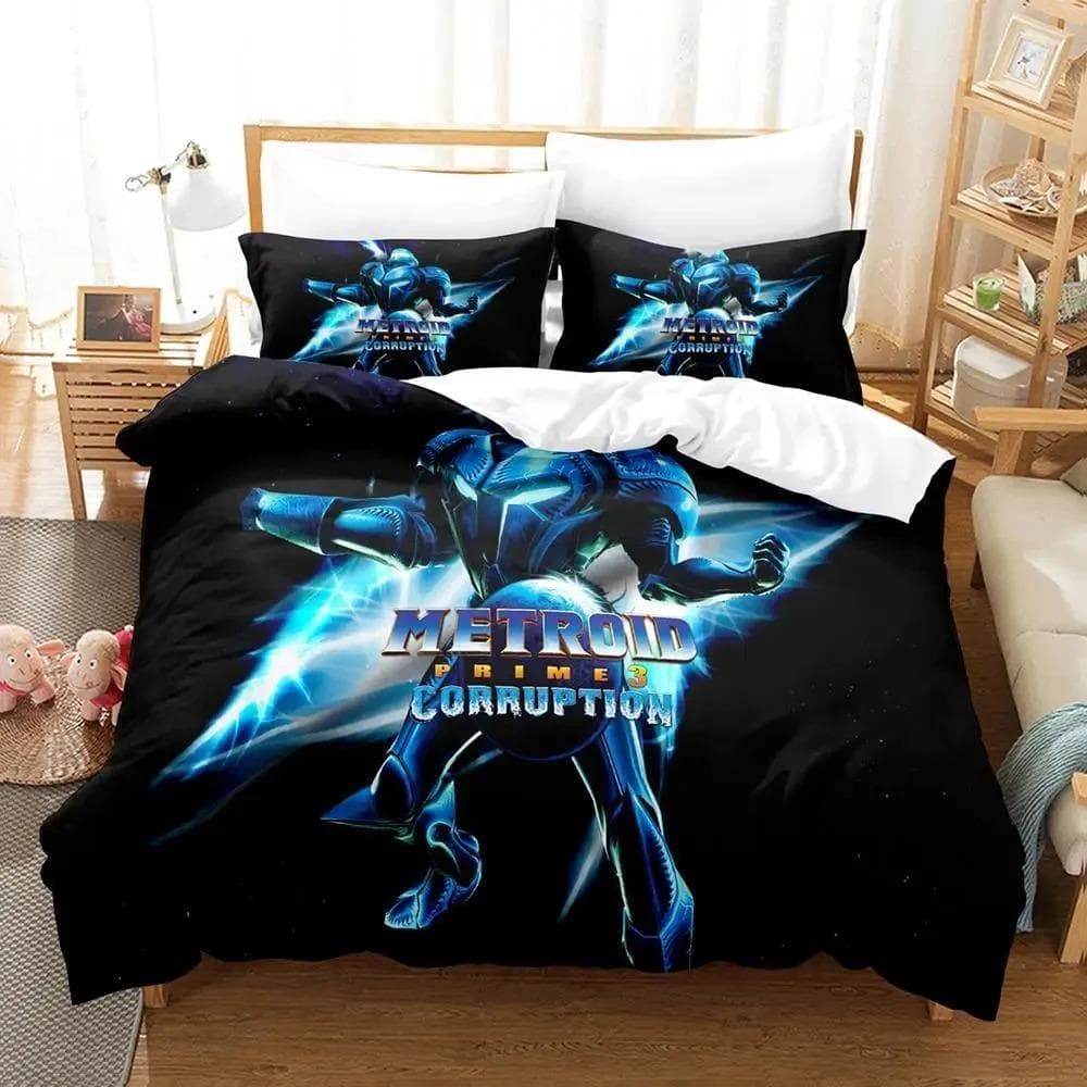 Metroid Prime Corruption Bedding Set Boys Girls Twin Queen Size Duvet Cover Pillowcase Bed Kids Adult Fashion Home Textileextile 70x133cm 2pcs