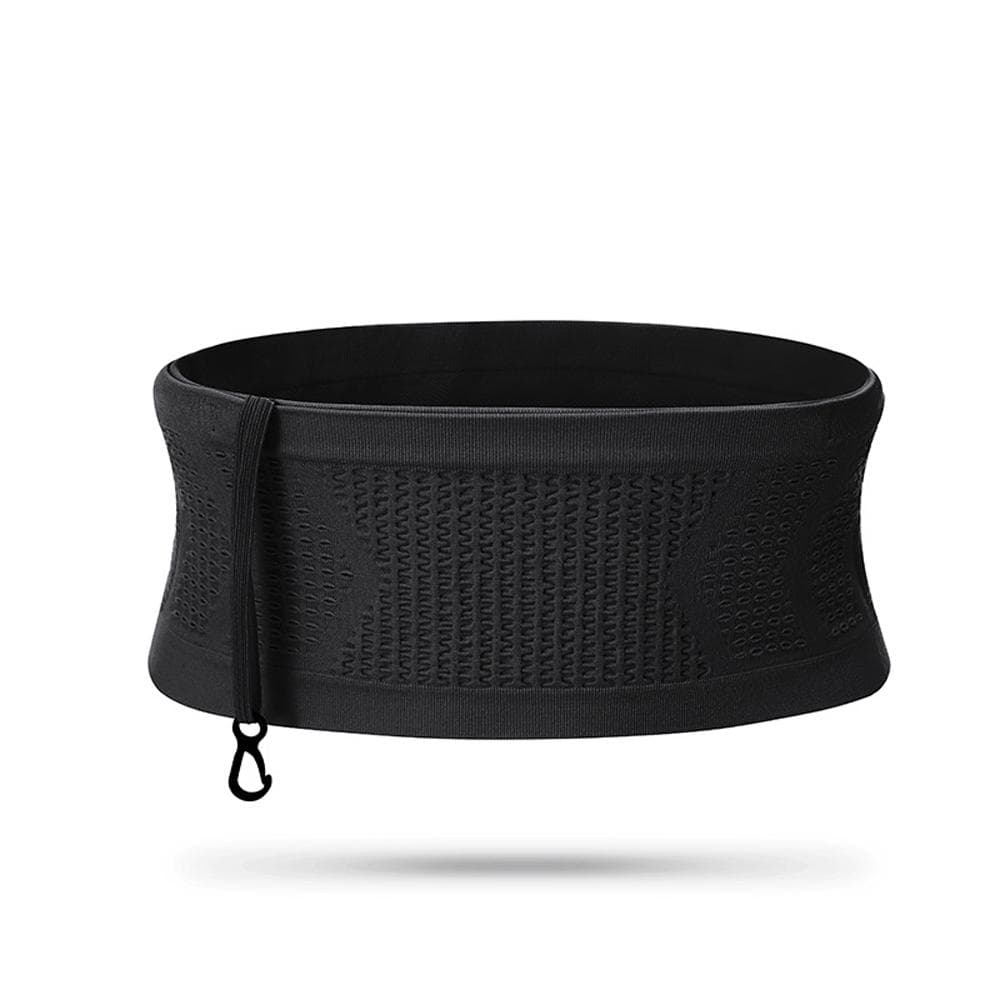 Slim Running Belt Fanny Packs Stretchy 360 degrees Circular Open Breathable Workout Waist Packs Anti-slip XL black
