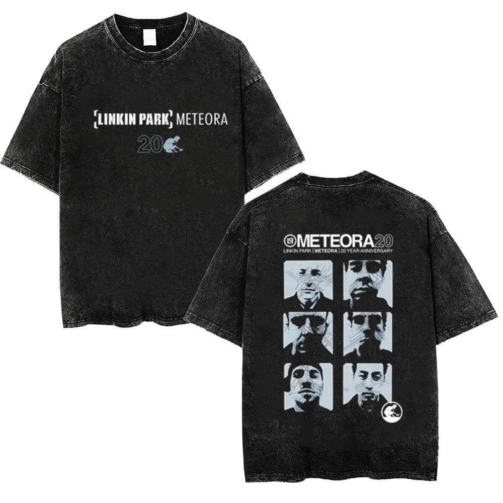 Men Washed T Shirt Casual Linkin Meteora 20th Anniversary Park Vintage tees Oversized Comfortable Streetwear L
