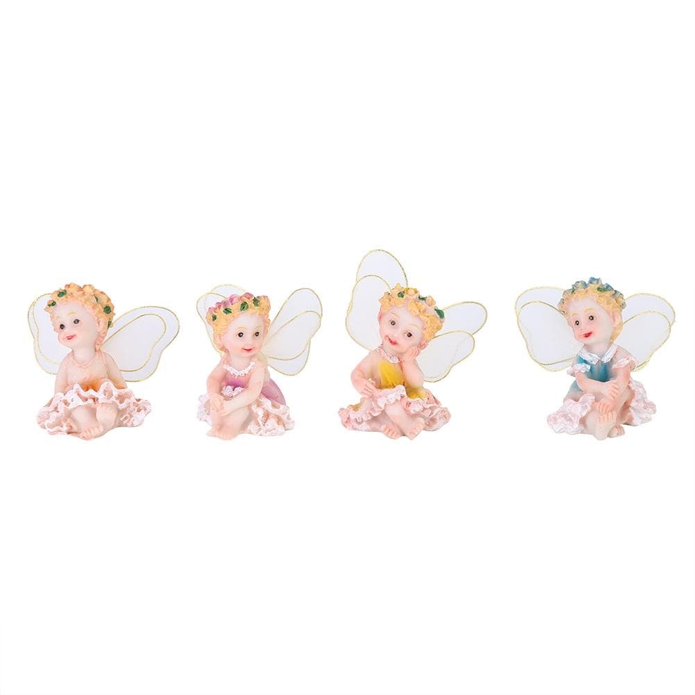 4Pcs Lovely Resin Craft Sitting Fairy Decor Ornament for Home Garden Landscape Decoration
