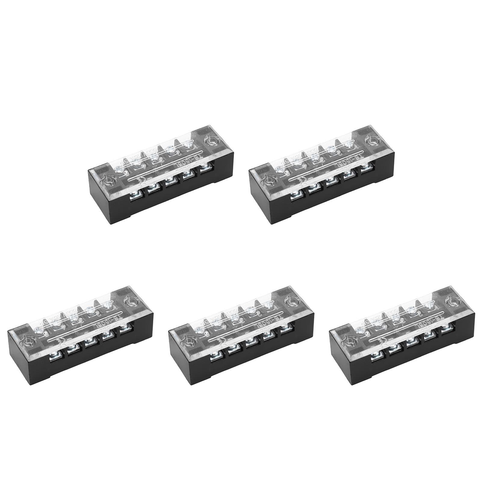 5pcs Terminal Block Barrier Strip Dual Row TB 15A 600V M3 Screws High Tenacity Wire Barrier Block 5