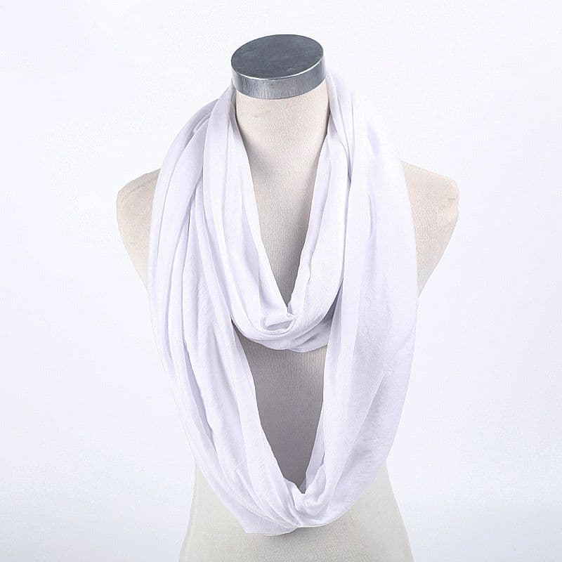 Soft Light Weight Infinity Scarf With Solid Colors Jersey Knit Solid Color Infinity Loop Ring Scarf Circle Scarf New white