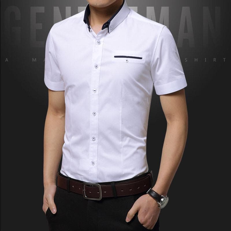 Short -Sleeved Shirts Men 'S Summer Short -Sleeved Men 'S Shirts L white