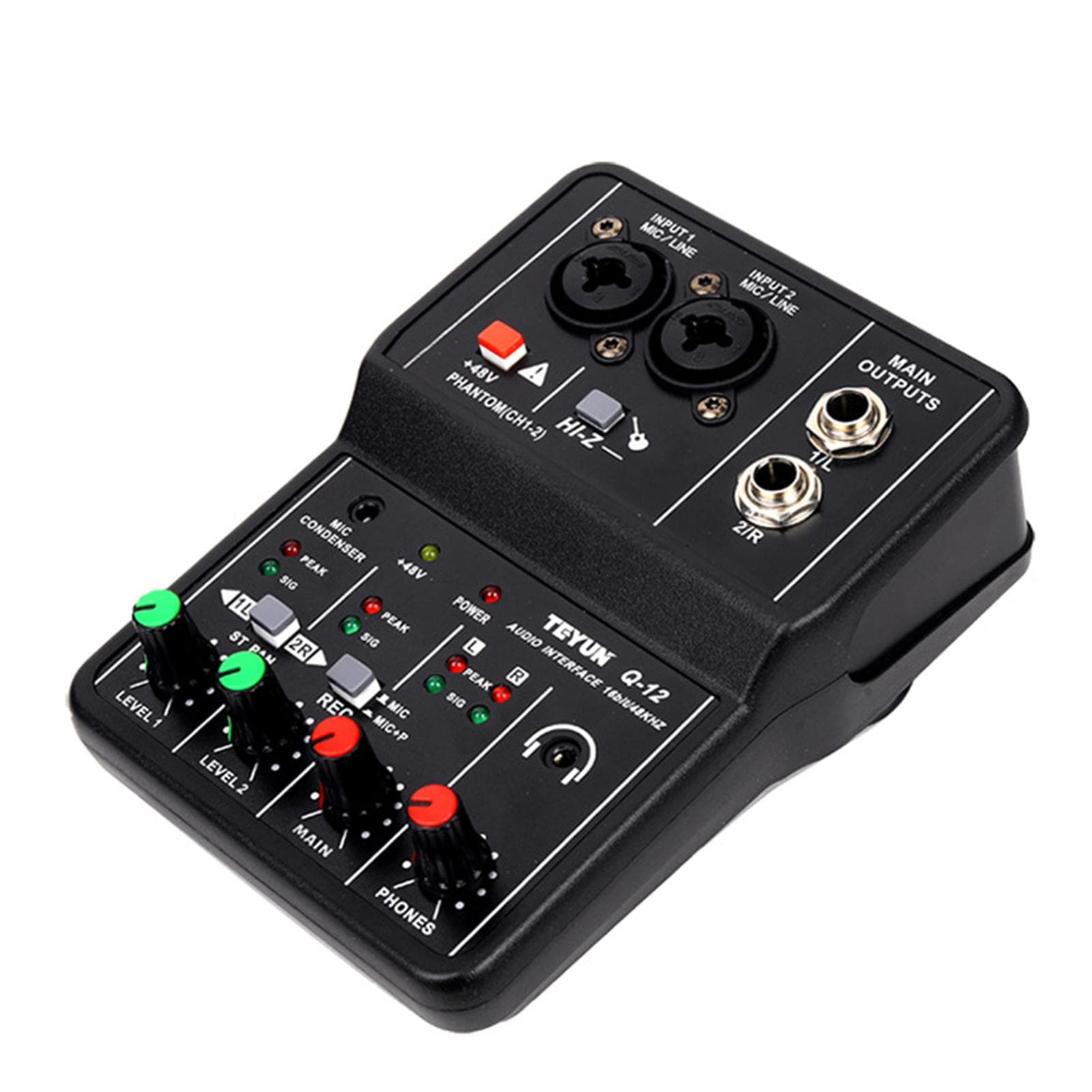 o Interface Professional Recording Sound Card 16bit/48kHz Mini USB o Interface Sound Card black