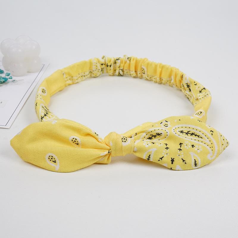 Women Elastic Hairbands Soft Solid Print Headbands Vintage Bow Hairbands Bandanas Girls Cross Knot Hair Accessories yellow