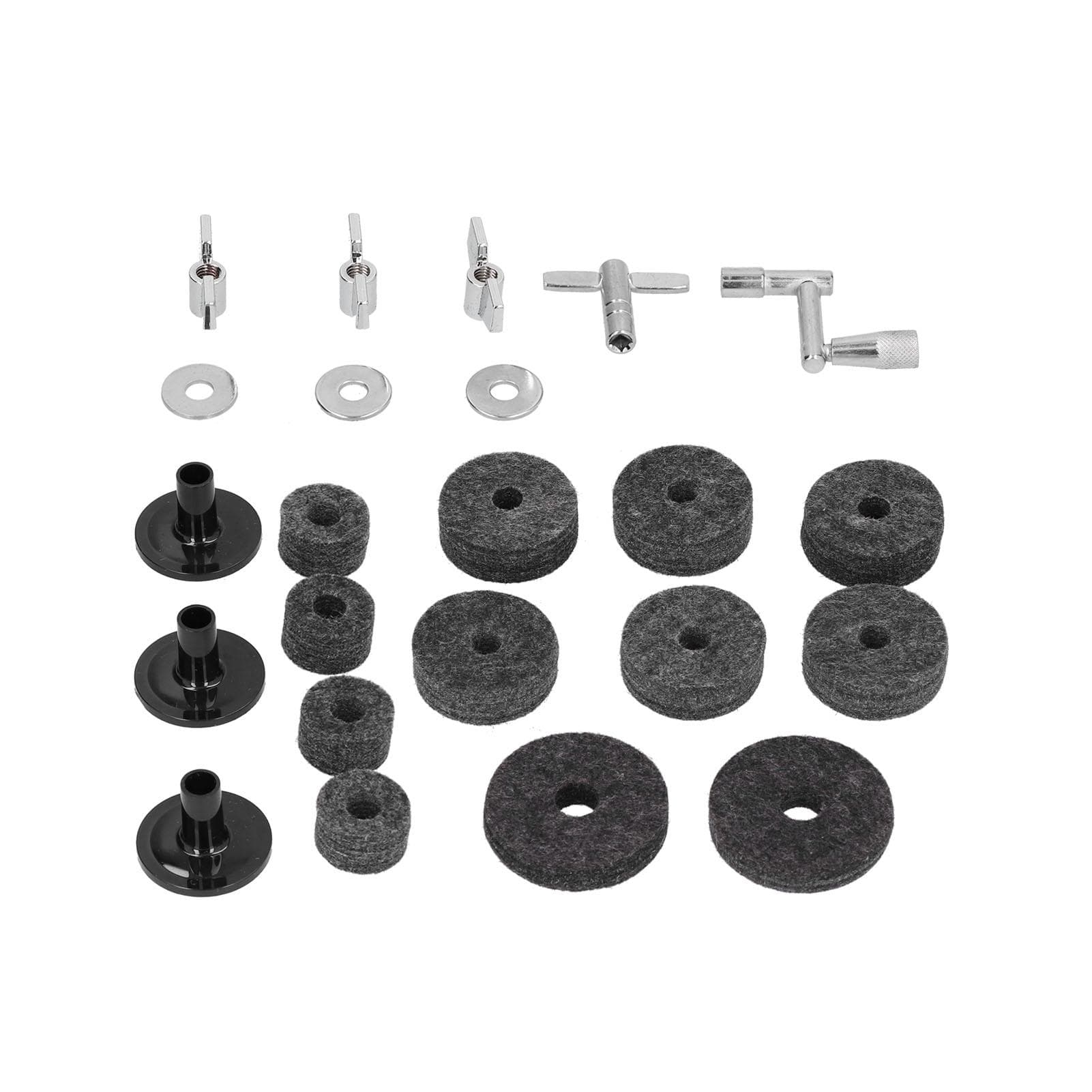 23Pcs Cymbal Felts Sets Stent Tube Clutch Wing Nuts Washer Casing Drum Key Sleeves