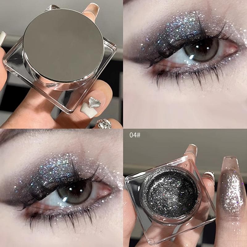 Glitter Punk Smoky Black Eyeshadow Makeup Palette Metallic Dark Silver Eye Shadow Highlighter Pearlescent Pigments Cosmetics