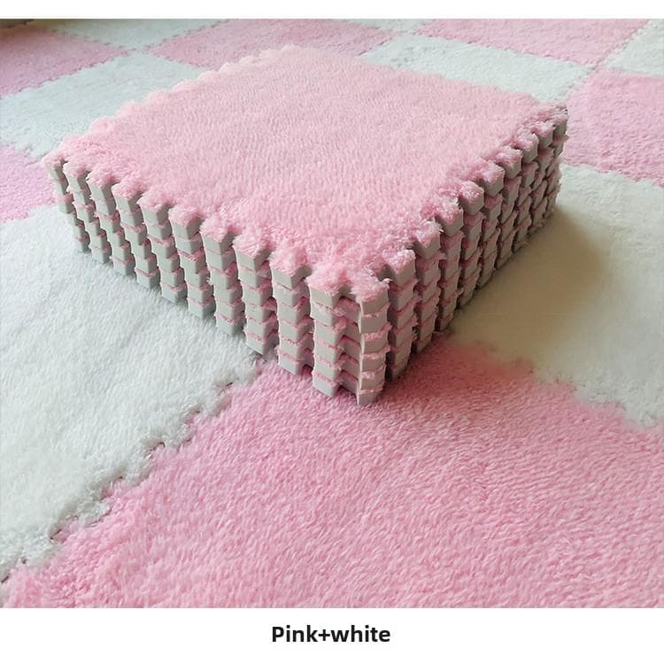 Elegant 2022 Dirt-Resistant Bedroom Carpet and Living Room Floor Mat for Master Bedroom and Bay Window. 30x30CM 15pcs + Edging pink/white